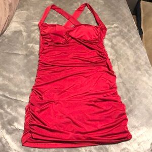 Red slinky mini dress